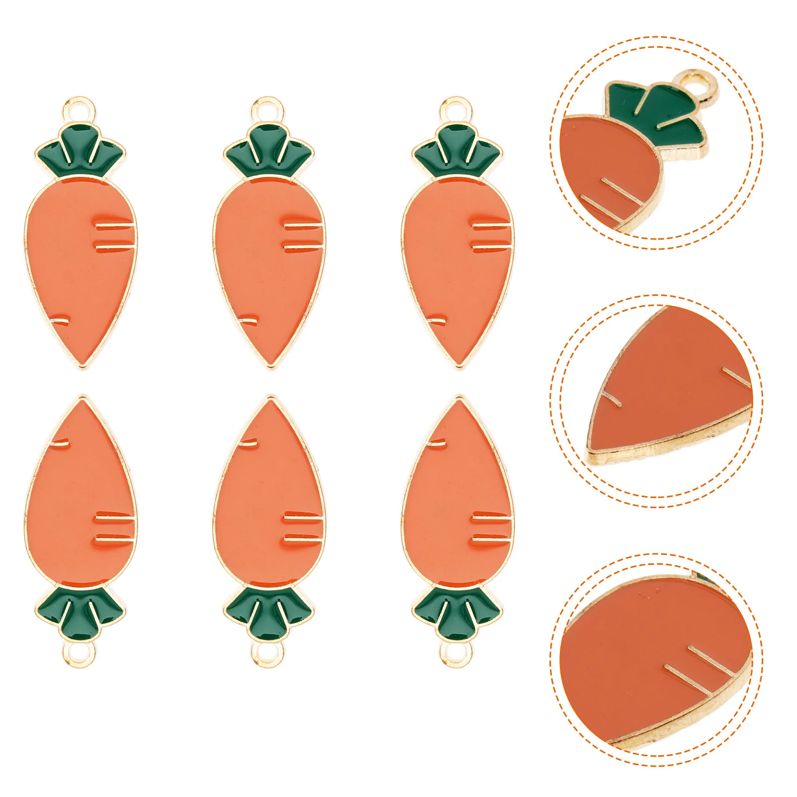 

30 Pcs Charms for Jewelry Making Carrot Easter Keychain Pendant Orange DIY Alloy Accessories