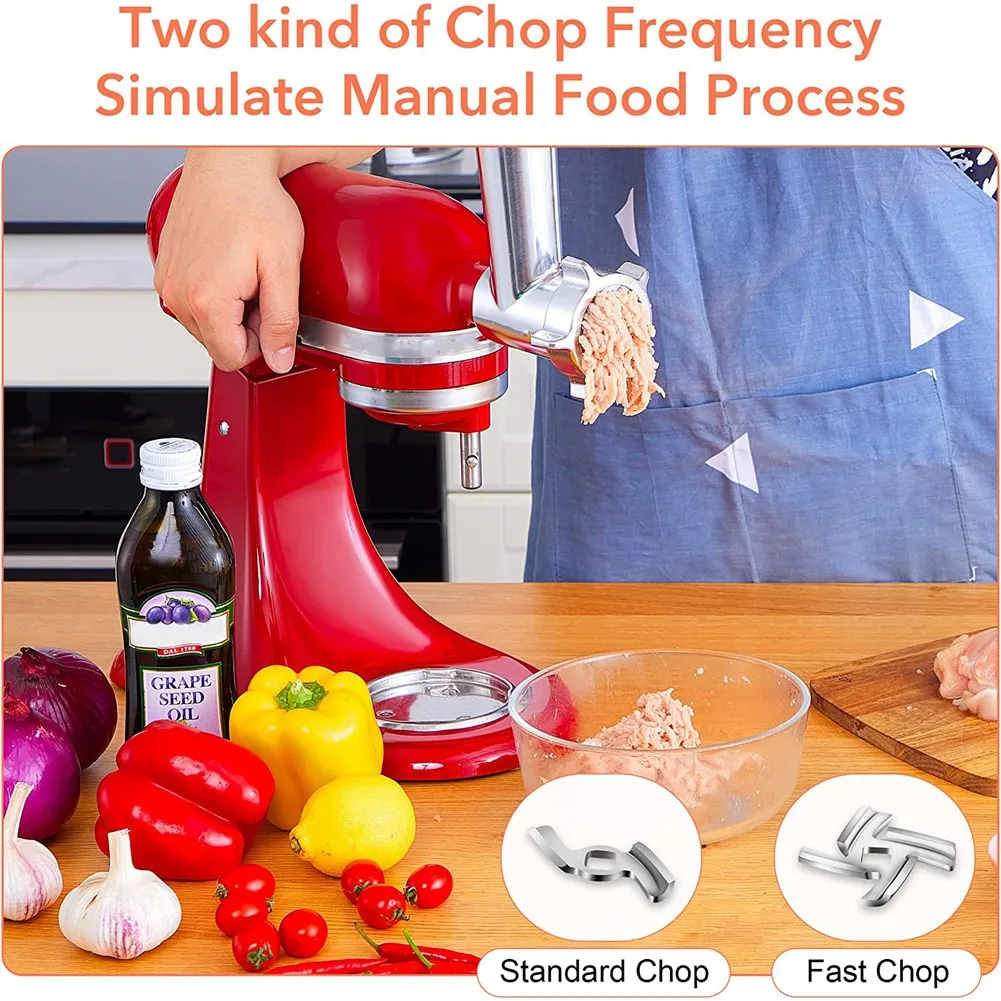 ร้อนเครื่องบดเนื้อใบมีดสิ่งที่แนบมาไส้กรอก Stuffer อุปกรณ์เสริมสําหรับ Kitchenaid Stand Mixer โลหะทั้งหมดเนื้อ Mincer สําหรับอาหาร