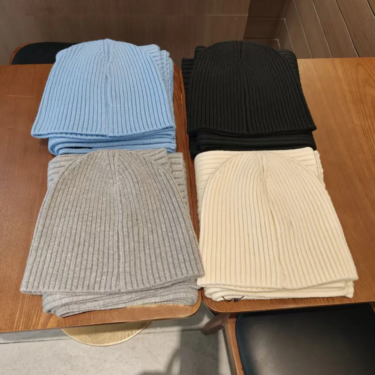2026 New Solid Color Knitted Cold Hat Women's Autumn and Winter Warm Cover Headcap Scarf Two Piece Set