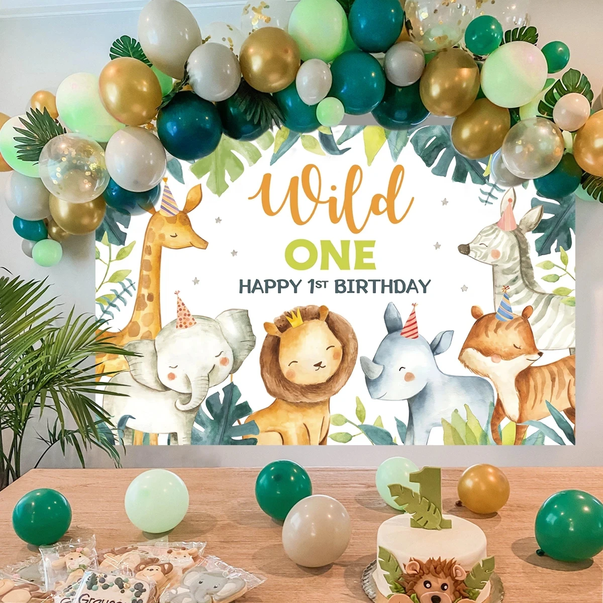 Jungle Animals Backdrop Jungle Party Decoation Wild One Safari Birthday Decorations Baby Shower Boy Gril 1st Birthday Background