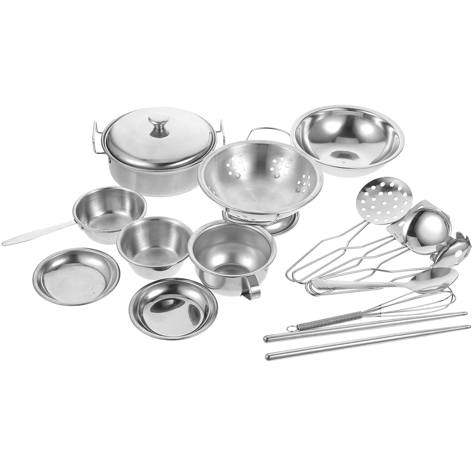 1 conjunto crianças brinquedo de cozinha utensílios de cozinha de aço inoxidável e talheres para crianças cozinha fingir brinquedo