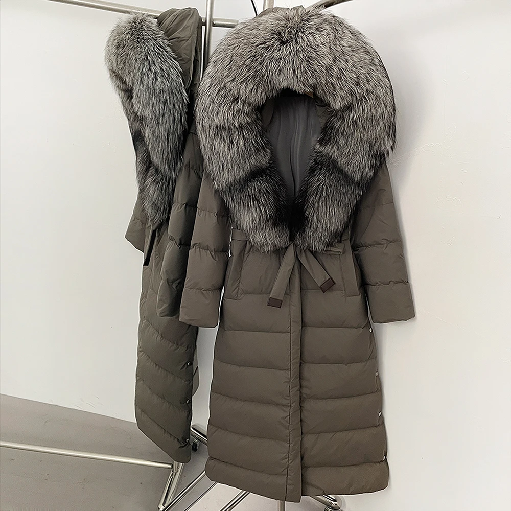 OFTBUY Vera Giacca di Pelliccia Delle Donne Nuovo Lungo Piumino 2025 Inverno Caldo Piumino D'anatra Bianca Femminile Cappotto di Pelliccia di Volpe Naturale Parka
