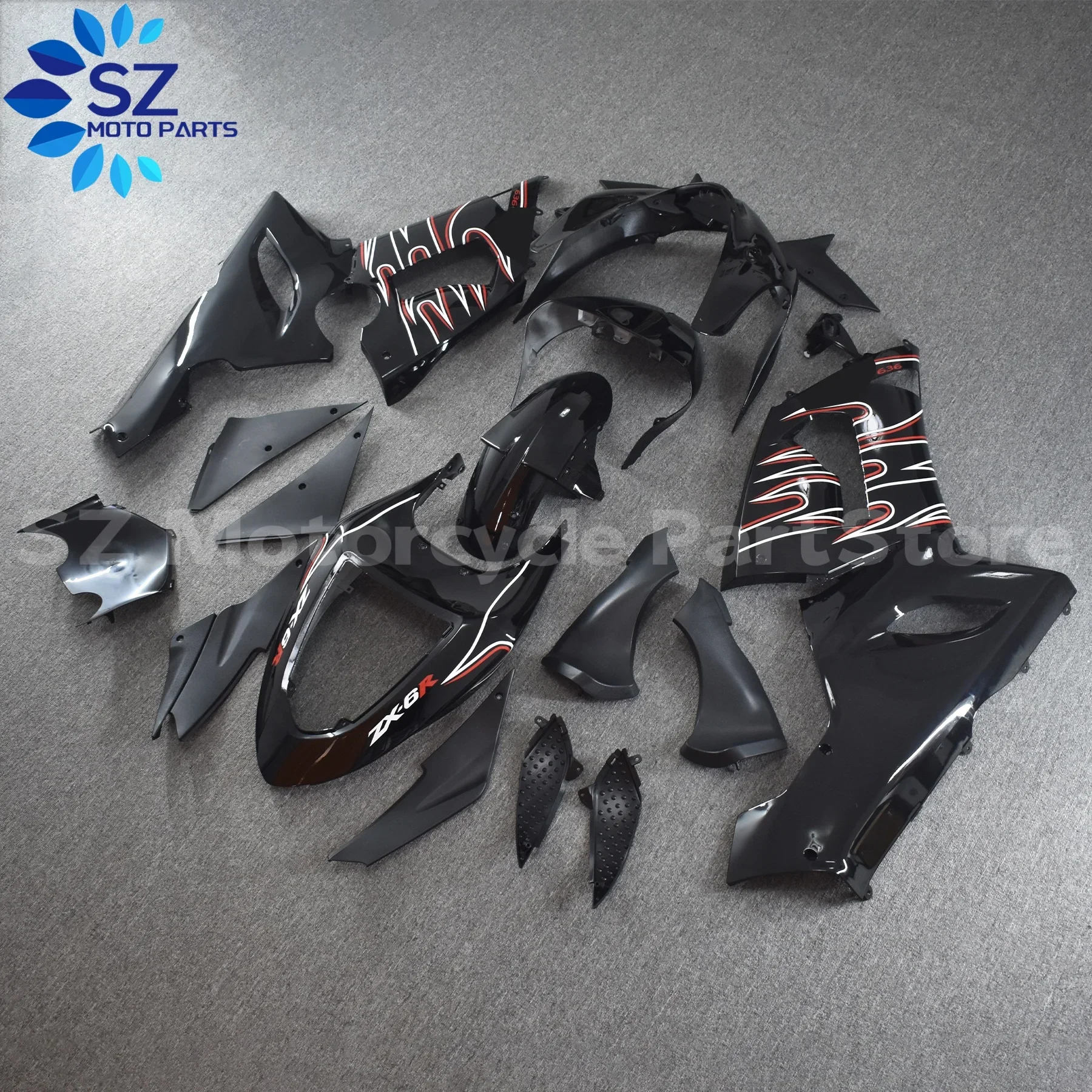 새로운 ABS 오토바이 풀 페어링 키트, 가와사키 ZX-6R ZX6R 636 2005 2006 05 06 맞춤형 페어링 키트 바디워크 쉘 세트