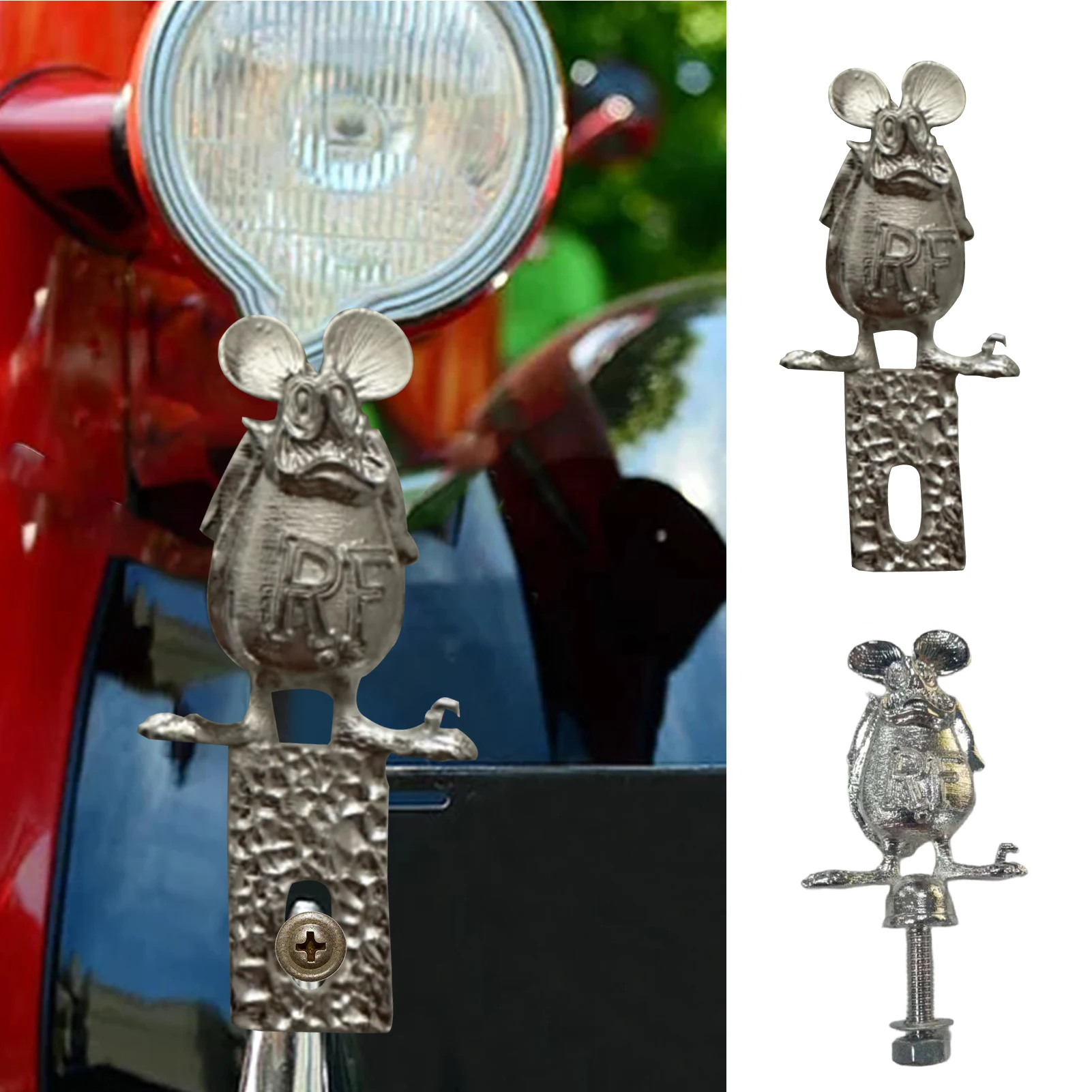 

Hood Ornaments Stand Funny Rat Hood Sculpture Vehicles Bonnet Ornament Car Alloy Decoration Accessories Bar Pub Club Dest Decor