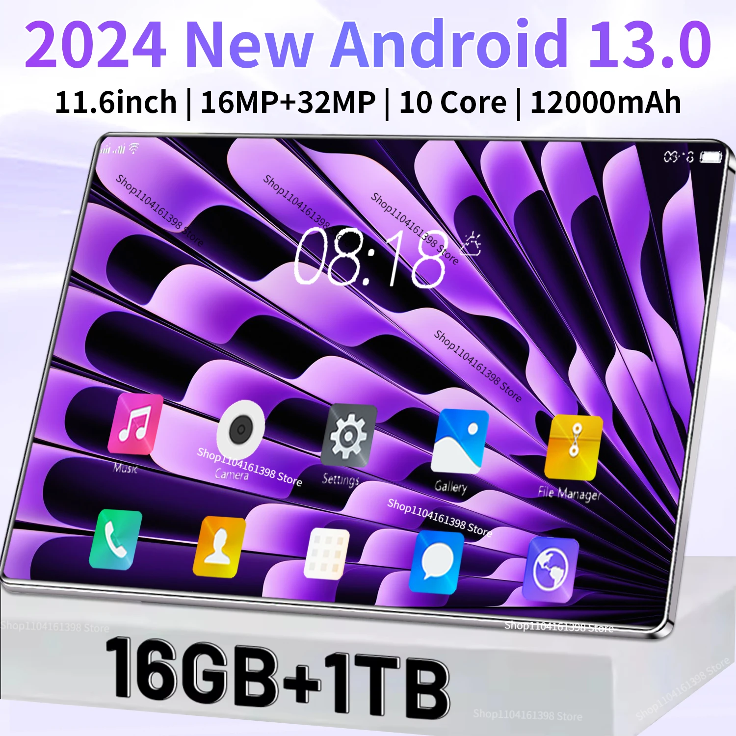 2024 Tablet Android 13.0 Gloednieuwe 11.6 Inch 16Gb Ram 1Tb Rom Tablet 16mp 32mp 12000Mah 10Core Wifi Bluetooth Netwerk Tablet