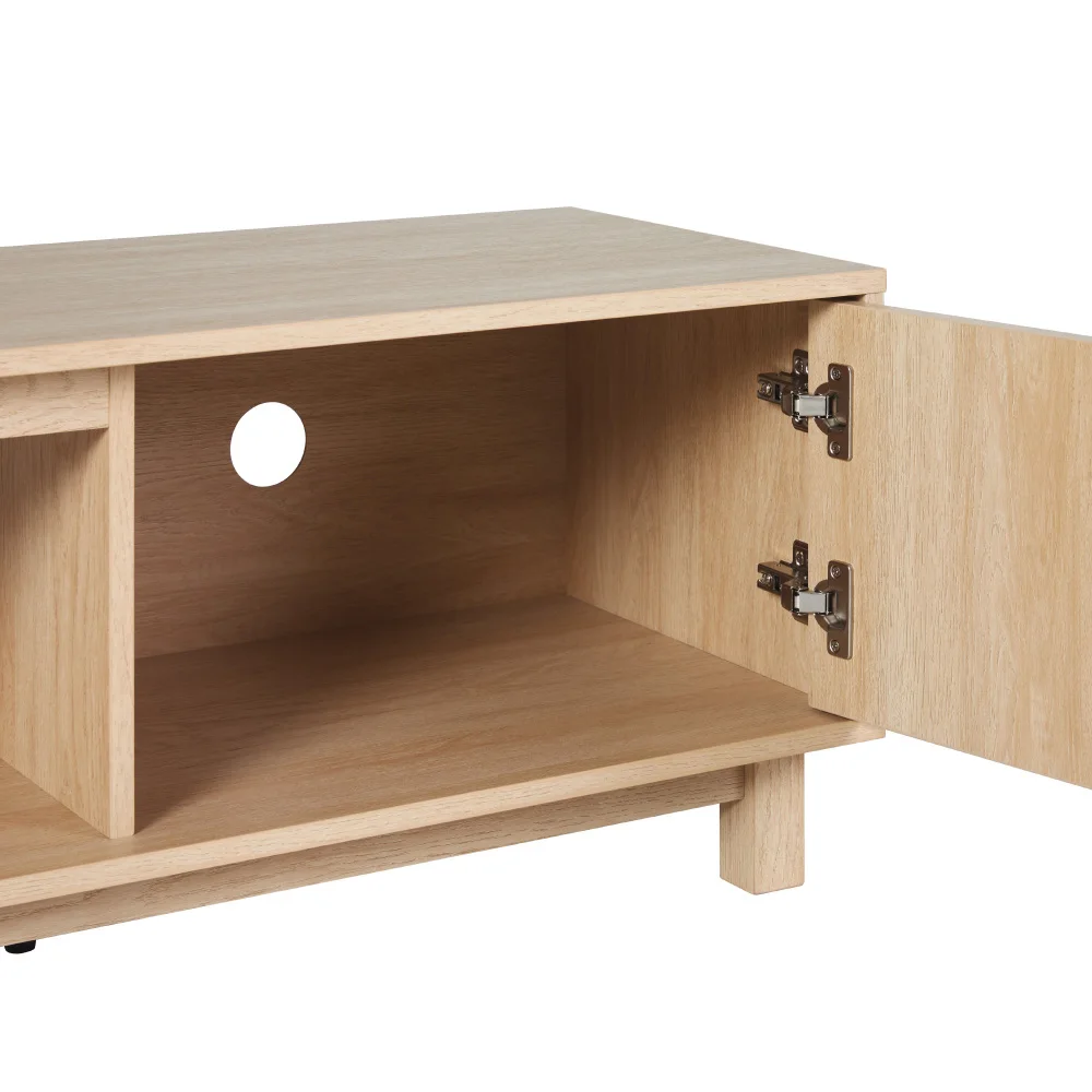 Modern Fluted Door TV Stand para TVs, carvalho rústico, até 80 em