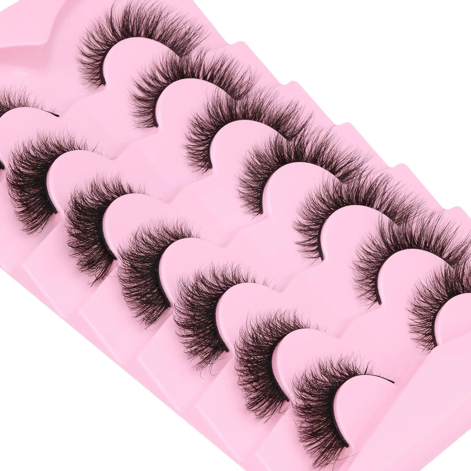 Falsche Wimpern, natürlicher Look, künstliche Nerzwimpern, flauschige künstliche Wimpern, 16 mm, Katzenaugenwimpern, dünne falsche Wimpern, 7 Paar