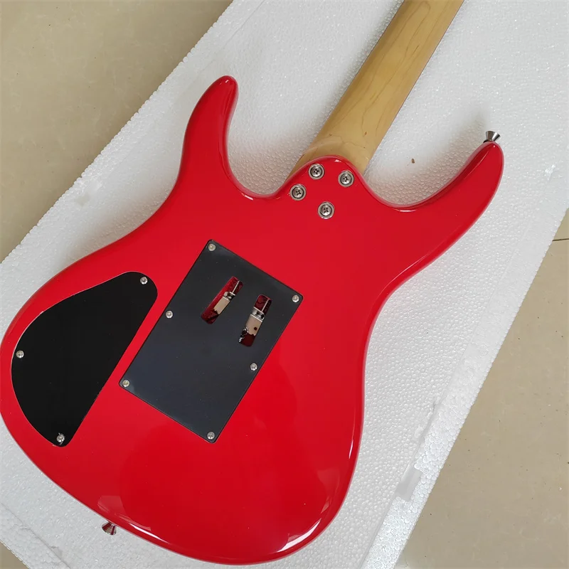 6-String Electric Guitar Water Transfer Decal Red Paint Chrome Accessories Vibrato Bridge Musical Instrument Guitar