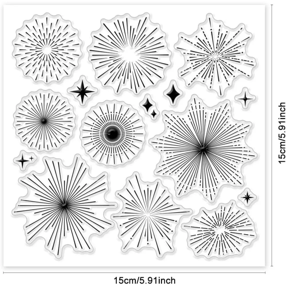 Clear Stamps Rays  Stars Clear Stamps Decorative Pyrotechnics Album Decorative Cards Making 5.91×5.91inch