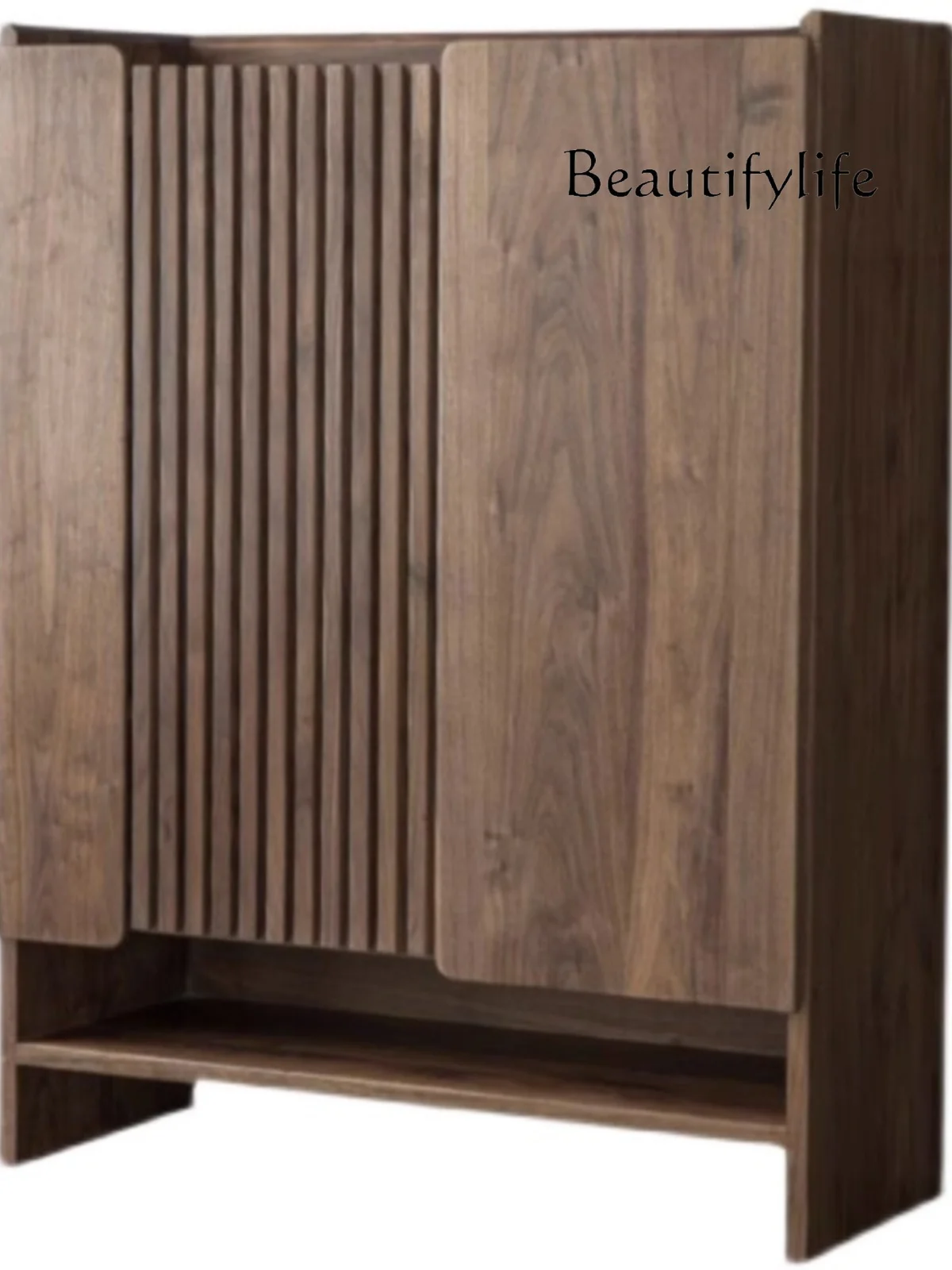 

North American black walnut grille door wall entrance narrow cabinet adjustable large capacity solid wood shoe cabinet