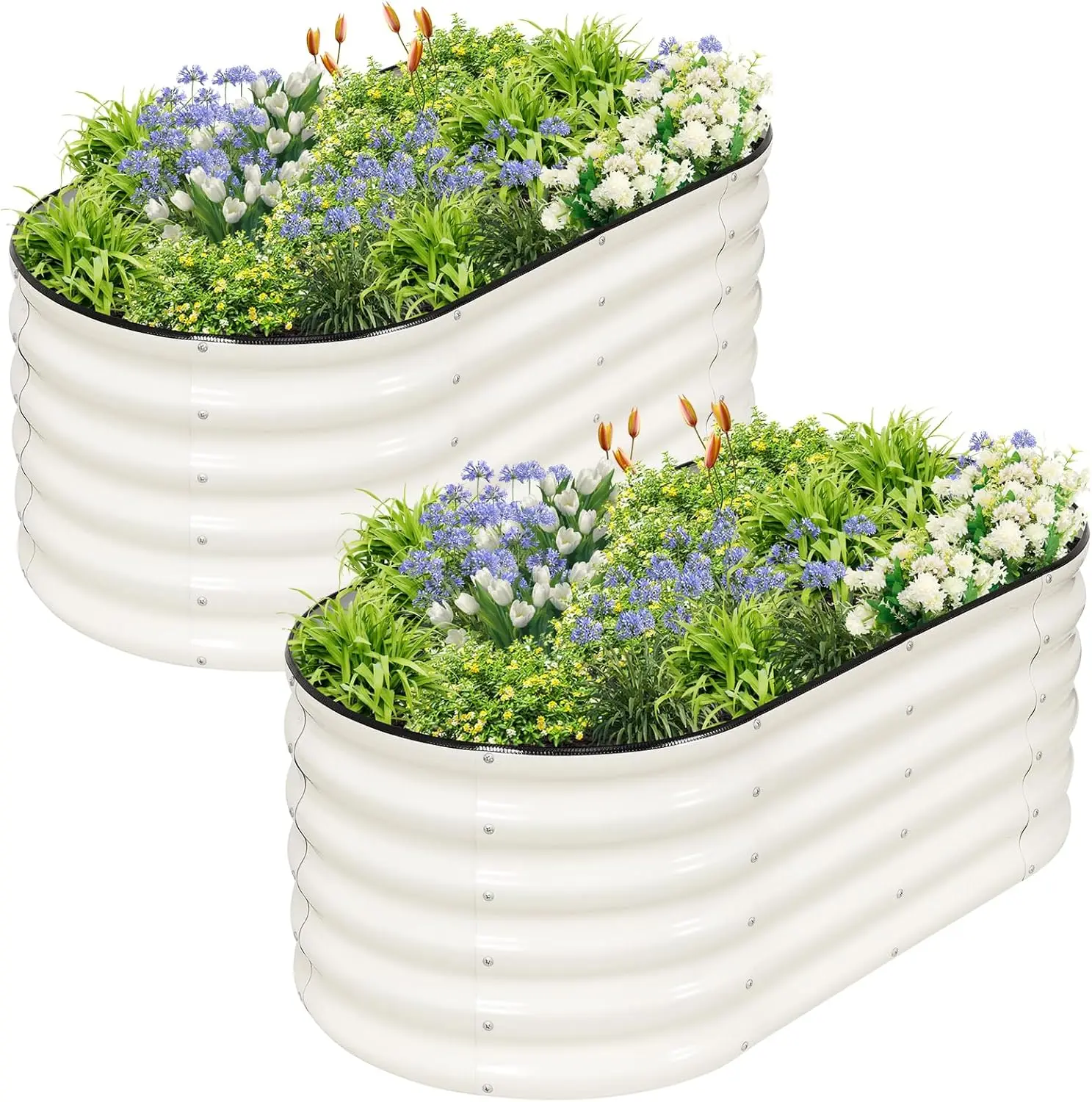 

4x2x1 Galvanized Metal Raised Garden Bed Planter Box 2 Pack for Plants, Vegetables, Flowers, Herbs