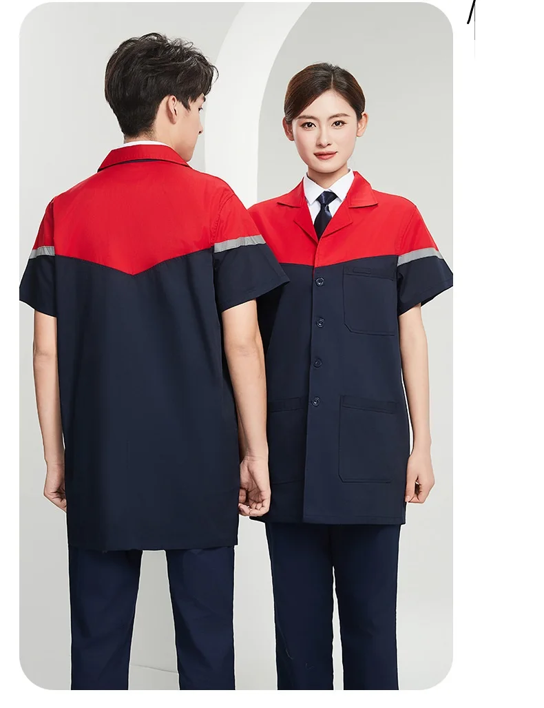 ชุดคลุมทำงานสีน้ำเงิน ป้องกันฝุ่นละออง แขนยาว แบบสะท้อนแสง สำหรับงานโรงงาน