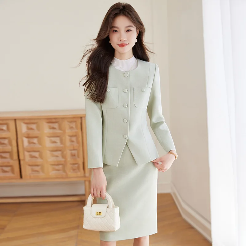 Ensemble de costume professionnel pour femmes, élégant, à la mode, vêtements de travail pour réception d'hôtel, uniforme de Salon de beauté, ensemble jupe décontractée pour femmes