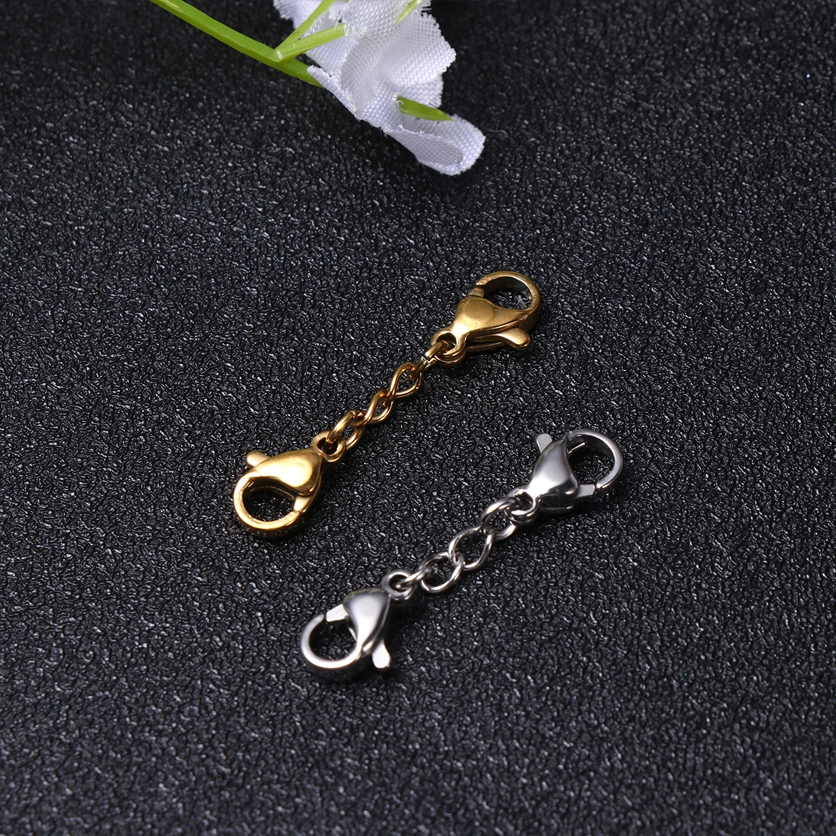 

12PCS Extender Stainless Steel Necklace Chain With Clasp Buckles Bracelet Jewelry Supplies Lobster Clasp Different Sizes Lengths