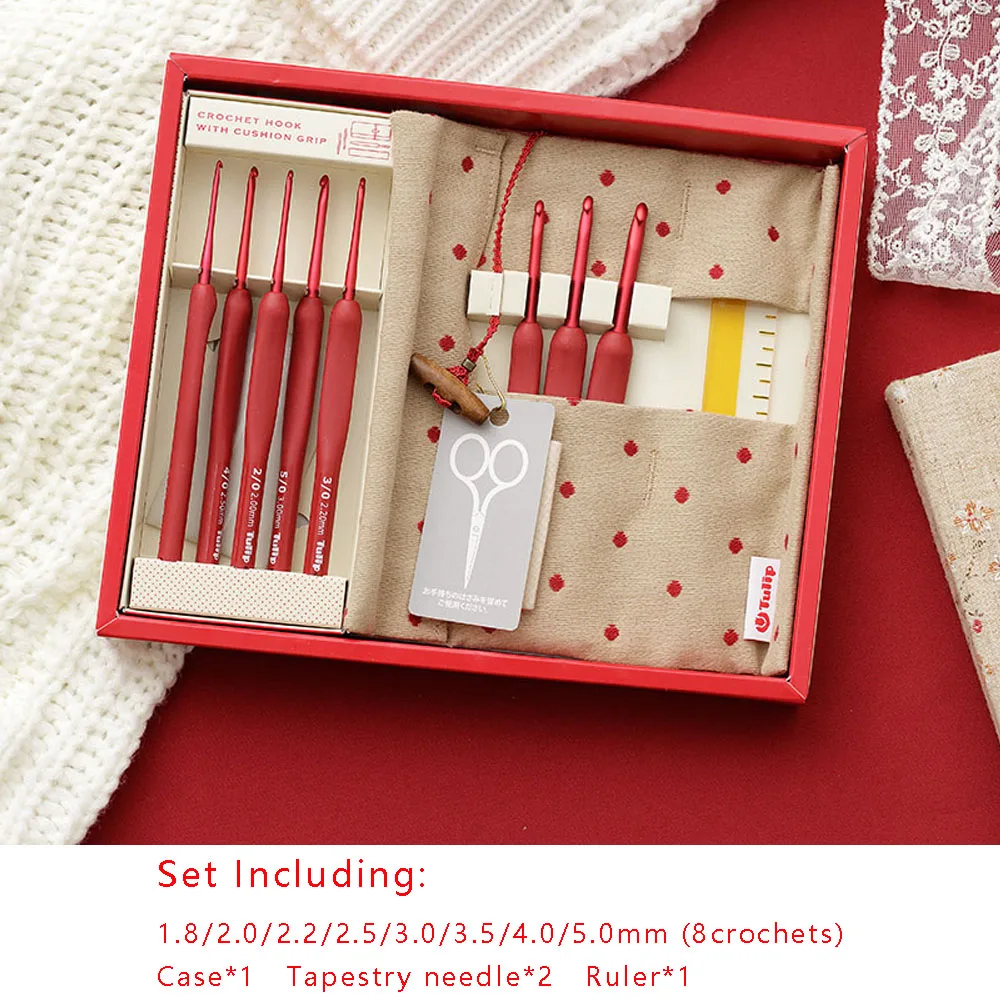 トップス THE RED THREAD layered hook tops Original Tulip Etimo Red Crochet Hook Set Crochet Needle Kit Tulip