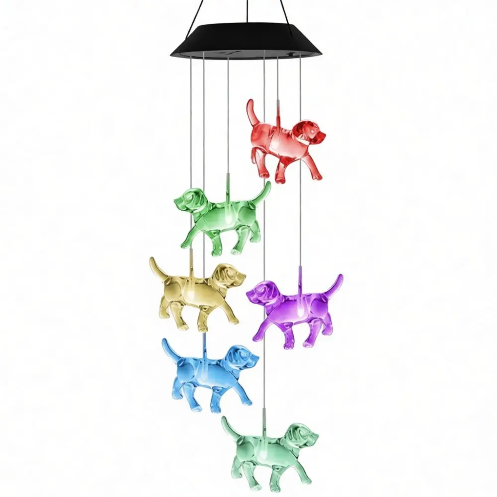 Decorative Solar Wind Chime Light Colorful LED Hummingbird Lamp Outdoor Waterproof Hanging Light For Backyard Garden