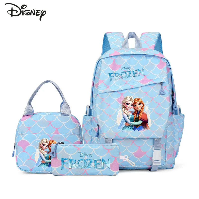 Disney Frozen New Three Piece Backpack Set Fashionable and High-quality Outdoor Travel Backpack Cartoon Multifunctional Backpack