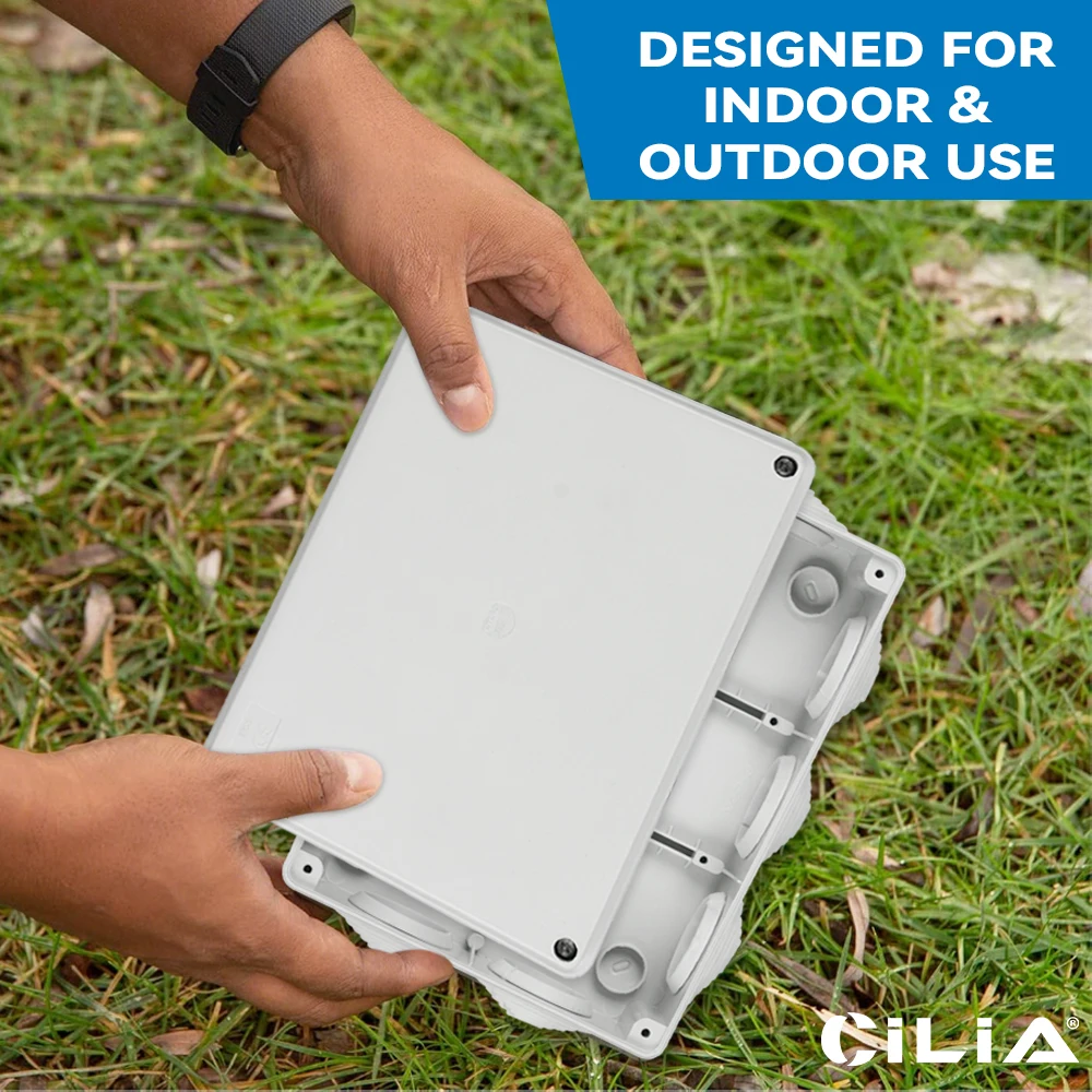 CILIA 1pc Waterproof Junction Box, IP55 Outdoor Electrical Box, Durable PC Plastic Enclosure for Indoor/Outdoor Use， No openi
