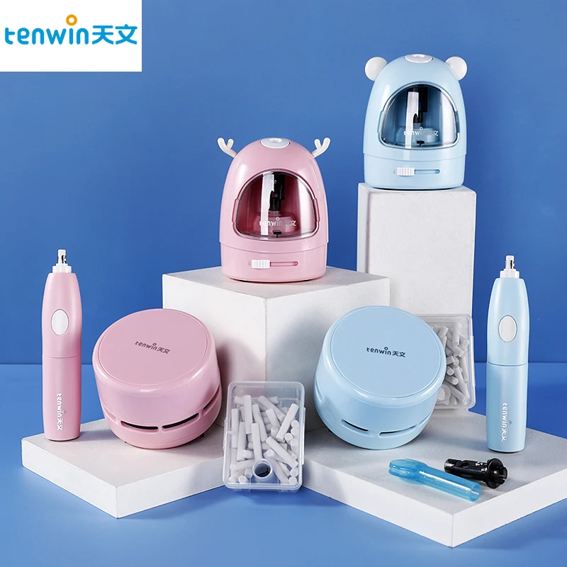 

Электрический канцелярский набор Tenwin, подарочная коробка, набор точилок, ластики, набор механических чистящих средств, детские художественные школьные принадлежности