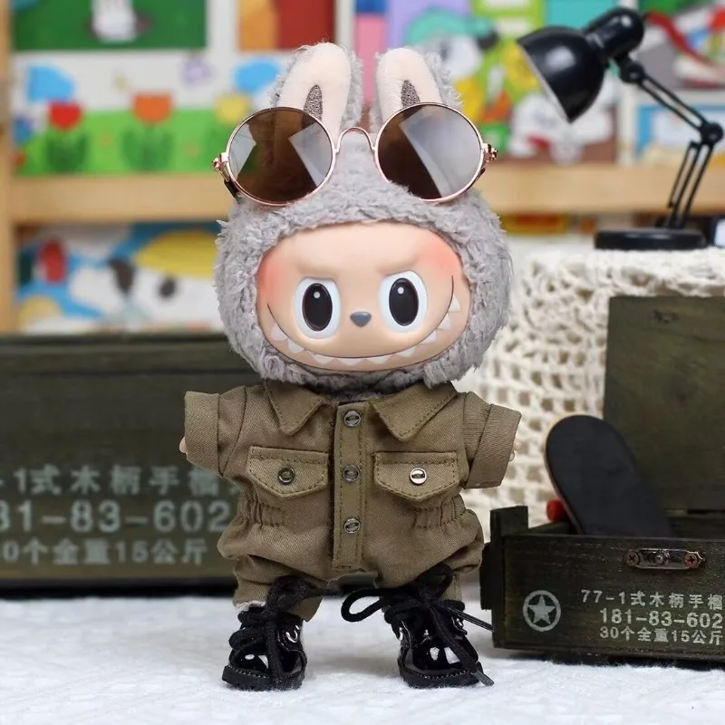 

Only Clothes for Labubu Street Fashion Workwear Jumpsuit Shoes Glasses Scarf Set Labubu Outfits Accessories Without Dolls