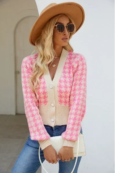 Korean Chic Women Clothing Sweater Streetwear New Ribbed Knit Cardigan T-shirt Long Sleeve Women Slim Fit O-neck Crop Top Button