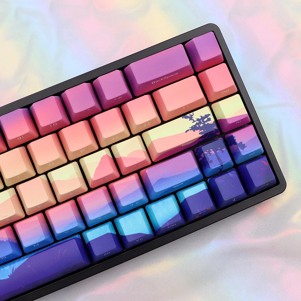 Purple Environmental Keycaps Keycaps OEM Height PBT Five-Sided Sublimation Adaptation 61/64/87/104 Mechanical Keyboard