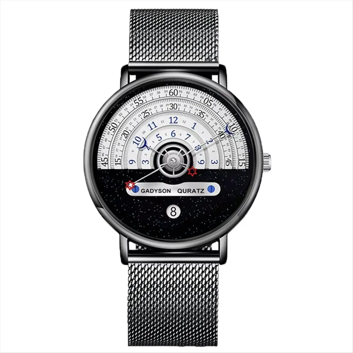 A14M  Business Men Watch Fashion Auto Date Stainless Steel Strap Quartz Wristwatch Man Gifts for Calendar Clock B
