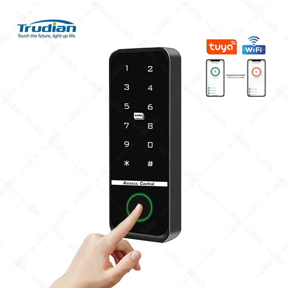 

July005 Security Smart Tuya Finger Print Keypad Gate Rfid Pedestrian Access Controller Device Wifi Wireless Access Control Reade