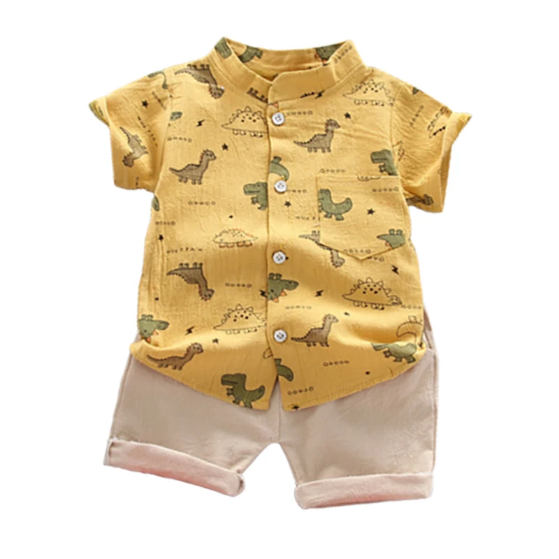 

Baby Boy Clothes0-4Y Summer New Cotton Cartoon Shirt Boy Suit Dinosaur Print Shirt + Shorts Boy Clothing Casual Two Piece Set