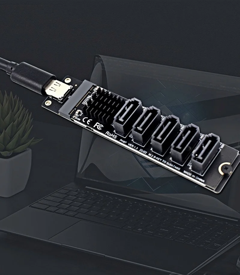 Original JM575+JMS580 TYPE-C To SATA3.0 5 Ports Adapter Converter Card 6Gbps USB10G For SATA SSD HDD Expansion PH8057-5S