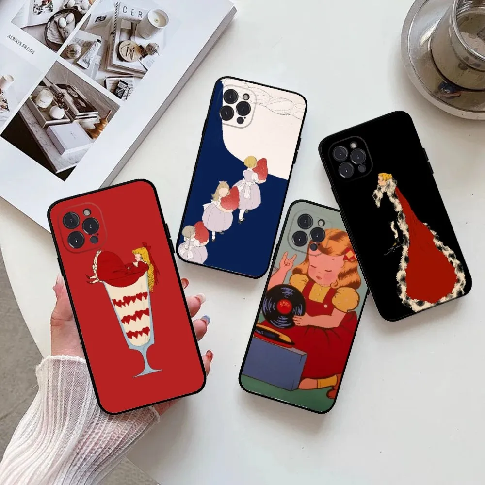 

girl red art Phone Case for IPhone 15,14,13,12,11 Pro Max Mini 8,7 Plus SE2 X XR XS MAX Silcone Soft Covers