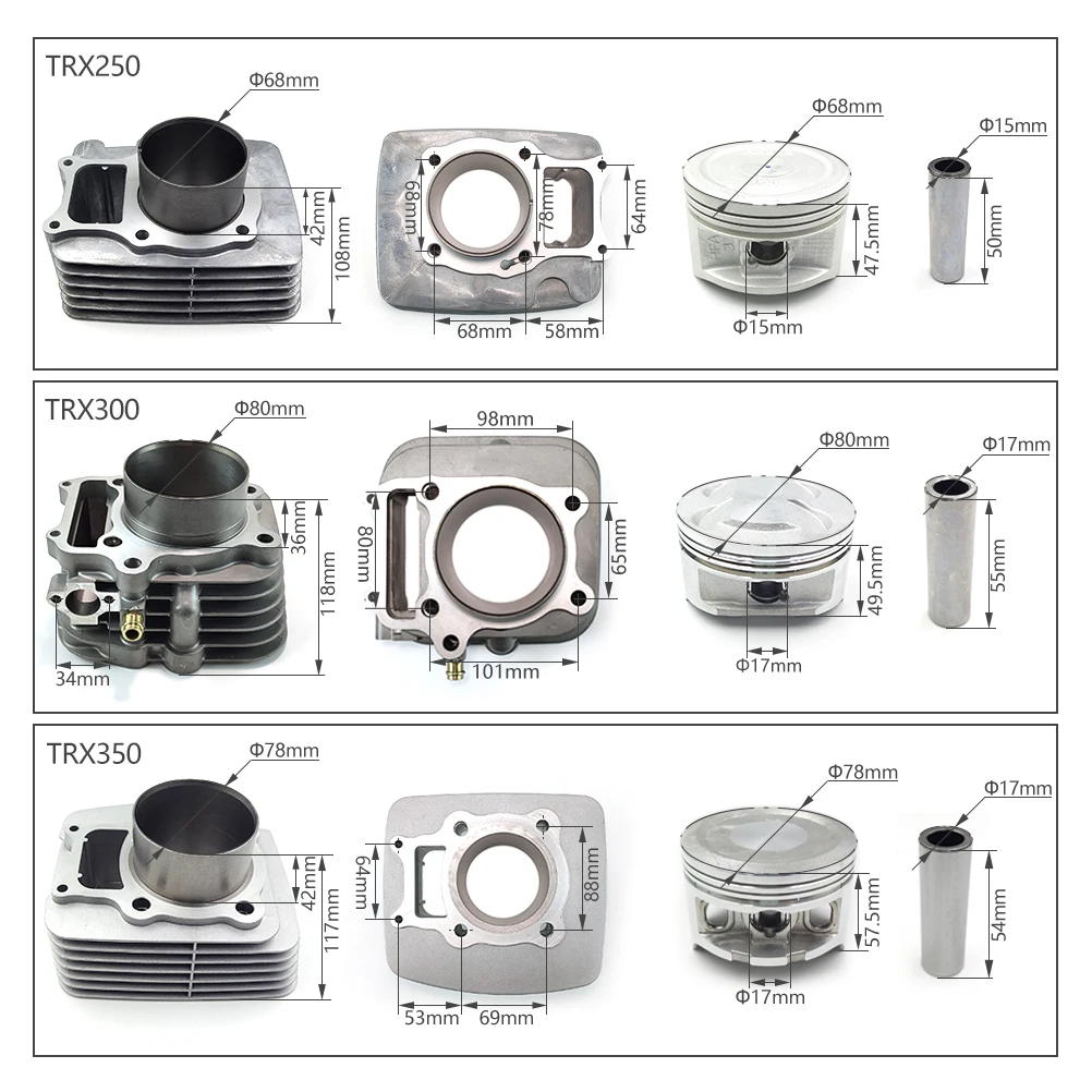 Motorcycle Cylinder Kit Piston Ring Bearing Gasket Roller Assembly For HONDA TRX250 TRX300 TRX350 TRX40 TRX420 TRX450 TRX500 ATV