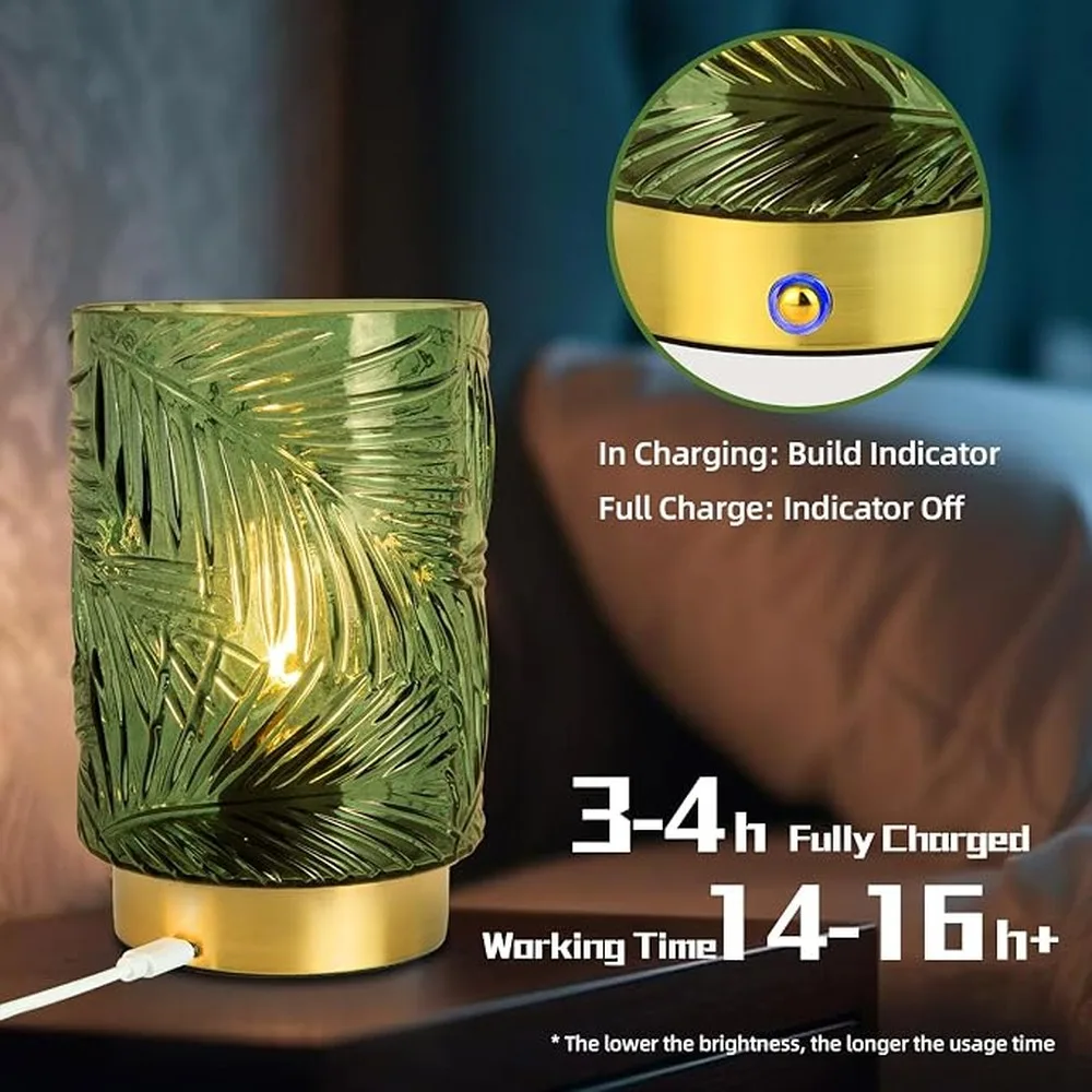 Rechargeable Battery Operated Lamp Cordless Small Lamp Small Green Featuring Adjustable Sensor