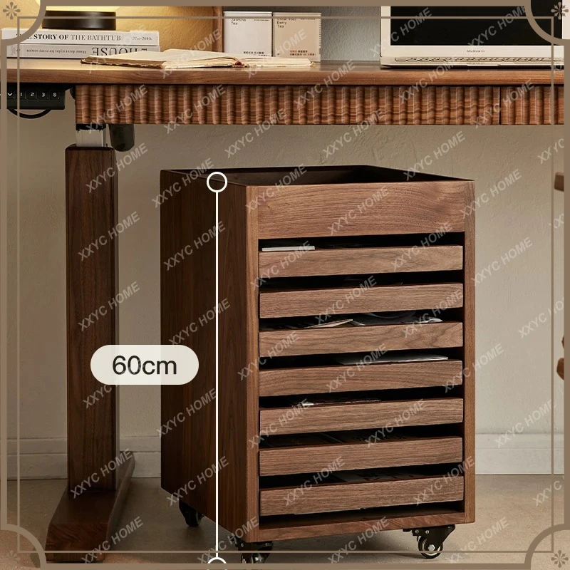 X-S Black walnut file cabinet household solid wood removable drawer retro small storage locker HG