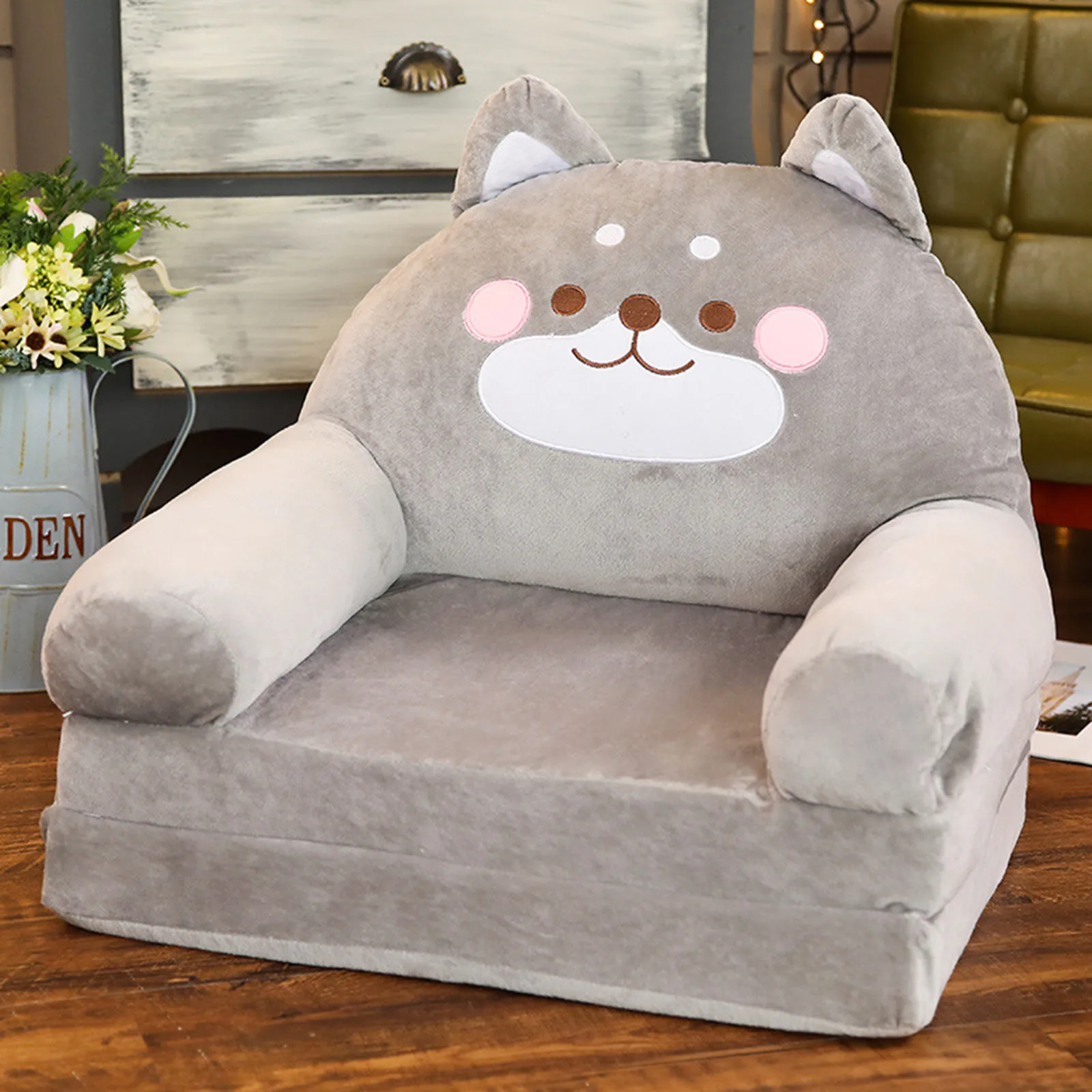 Children\'s Armchair H Foldable Kids Sofa cover without filler Backrest Armchair Cartoon Lazy Sofa Children Flip Open Sofa Bed