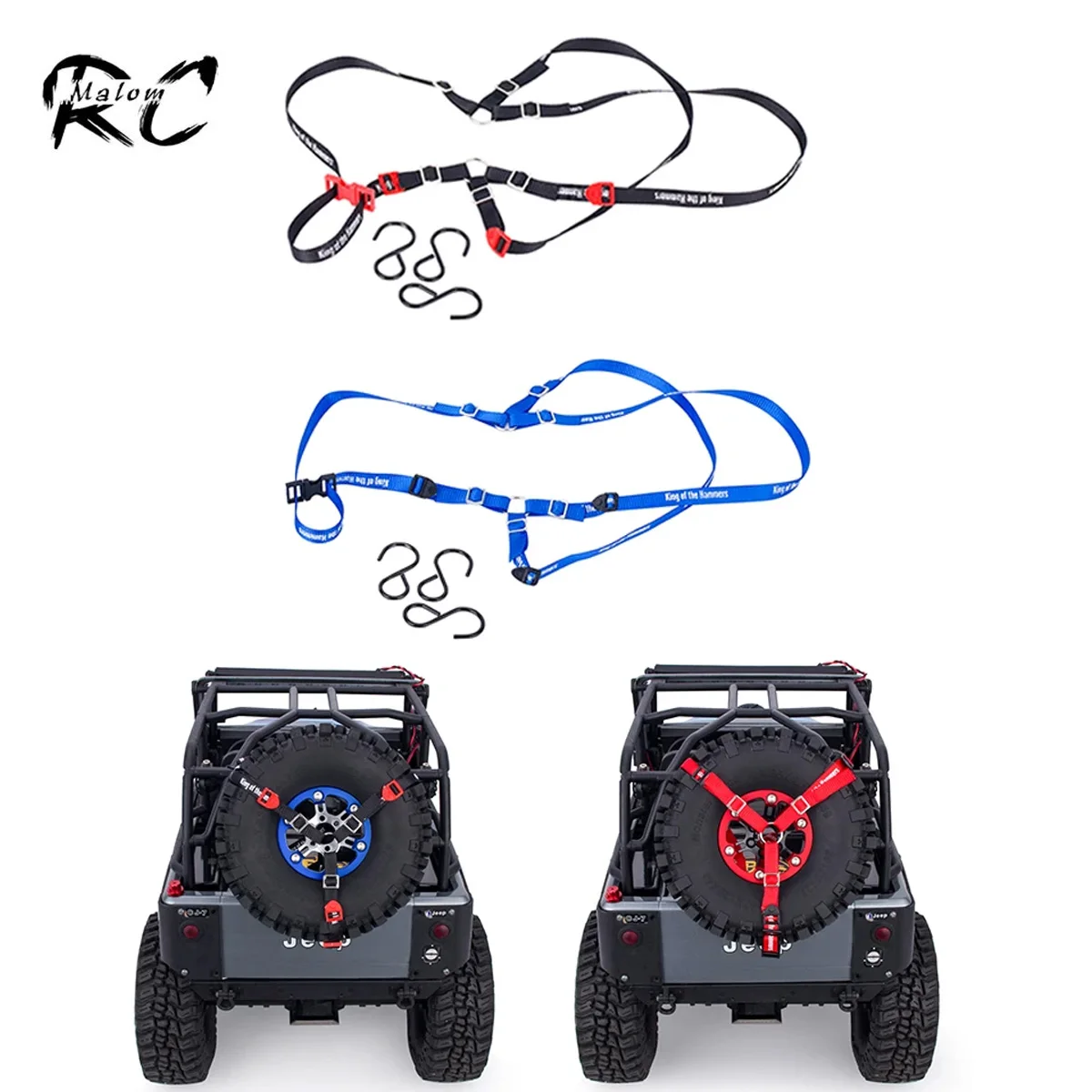 1/10 Scale Spare Tire Fixing Strap Rope Wheel Anti-Slip Belt for Crawler Car TRX-4 90048 90046 Axial SCX10 RR10
