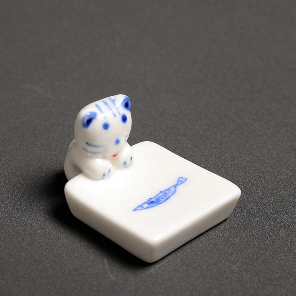 

6Pcs Ceramic Kitten Chopstick Holder Japanese Style Cartoon Chopsticks Rest Spoon Fork Holder Cute Tableware Gifts for Party