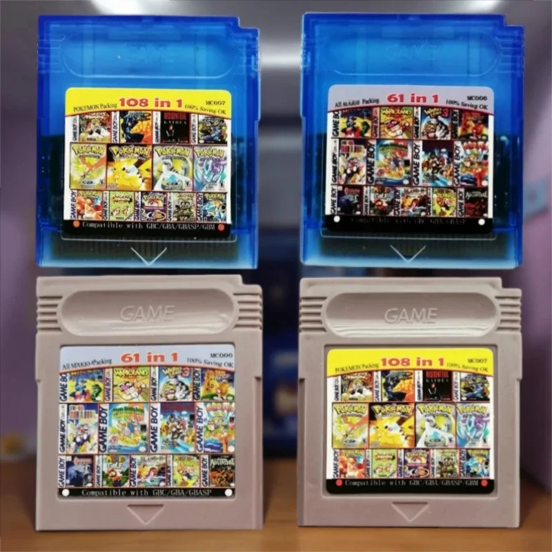 

GBC Game Combo Pokémon Series 61in1 108in1 Game Video Game Cartridge Card, English Version for GBC/GBA/SP/GBM