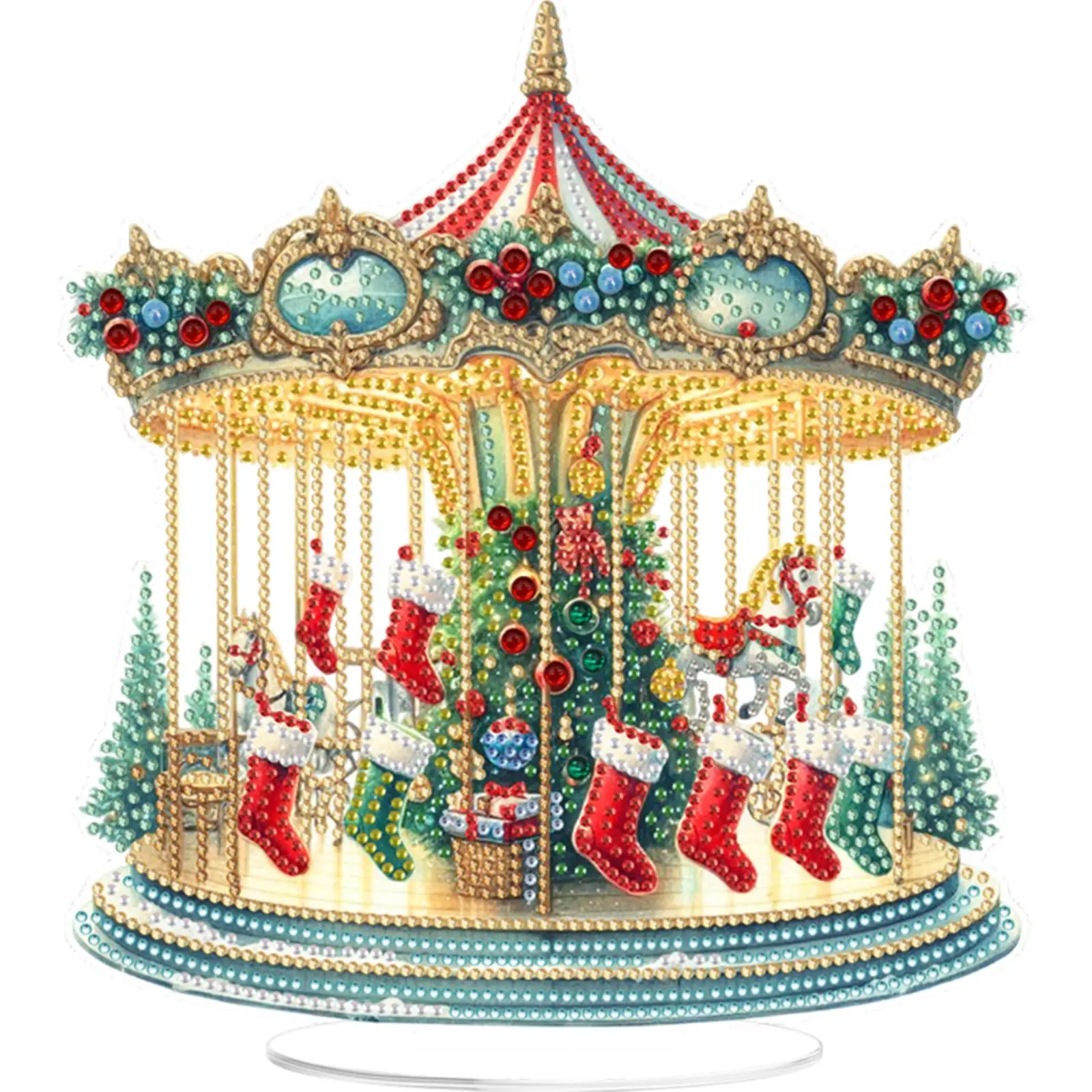 

2D Flat DIY Christmas Acrylic Table Top Diamond Painting Ornament Kits Special Shaped for Adults Home Office Decor Crafts Gift