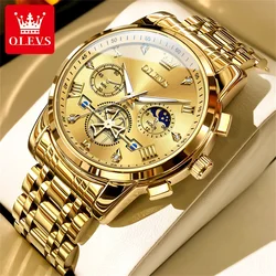 OLEVS 2856 Men's Quartz Watches Skeleton Flywheel Chronograph Classic Fashion TOP Brand watch for Men Moon phase Waterproof