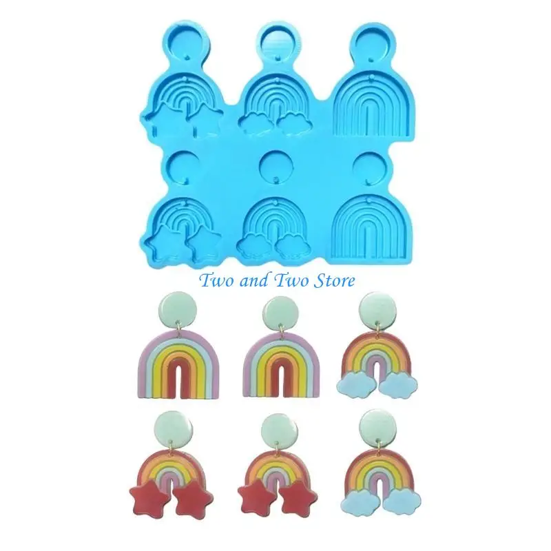 

HX6F Earring Pendant Silicone Mold Epoxy Resin Jewelry Making Molds Rainbow Charm Pendants Mould Creative Jewelry Craft DIY