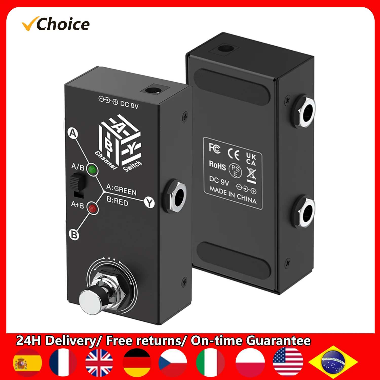 Guitar Pedals ABY Box Line Selector AB Switch Mini Guitar Effect Pedal Bidirectional Transmission Metal Casing Anti-slip