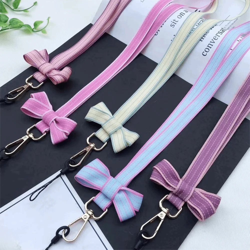 

Hang Rope Keys Holder Bowknot ID Card Holder Lanyard Phone Lanyard Neck Strap Keychain Lanyard Phone Straps