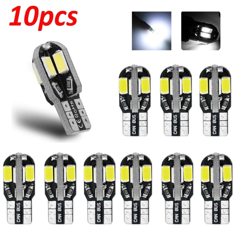 10pcs W5w T10 Led Lamps Canbus 5730 8smd 12v 6000k 194 168 Led Car Interior Map Dome Lights Parking Light Lamp Auto Signal