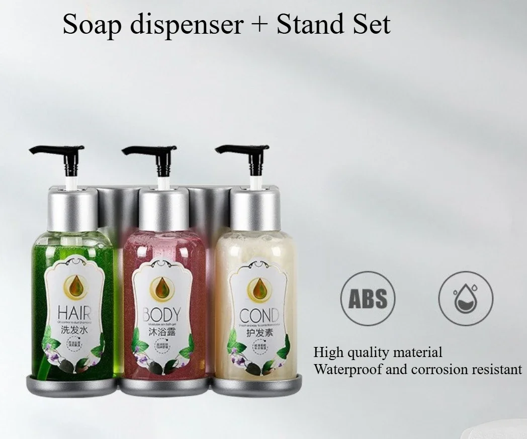 

Bathroom Liquid Soap Dispensers Bottle Set with Locking Anti-theft Bracket Without Drilling Wall Mounted Shampoo Hand Dispenser