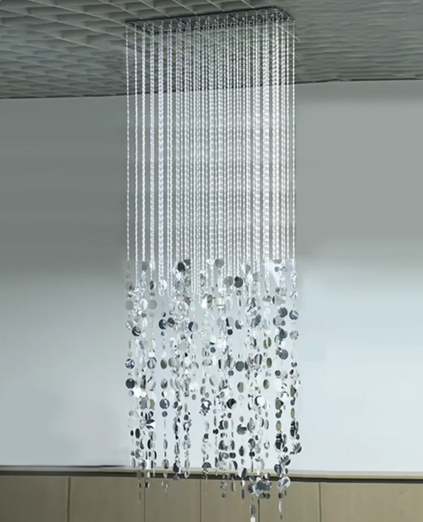 4 PCS Wedding Prop Design Sequin Bead String Acrylic Curtain Wedding Ceiling Faux-Finish Stage Backdrop Column Decoration