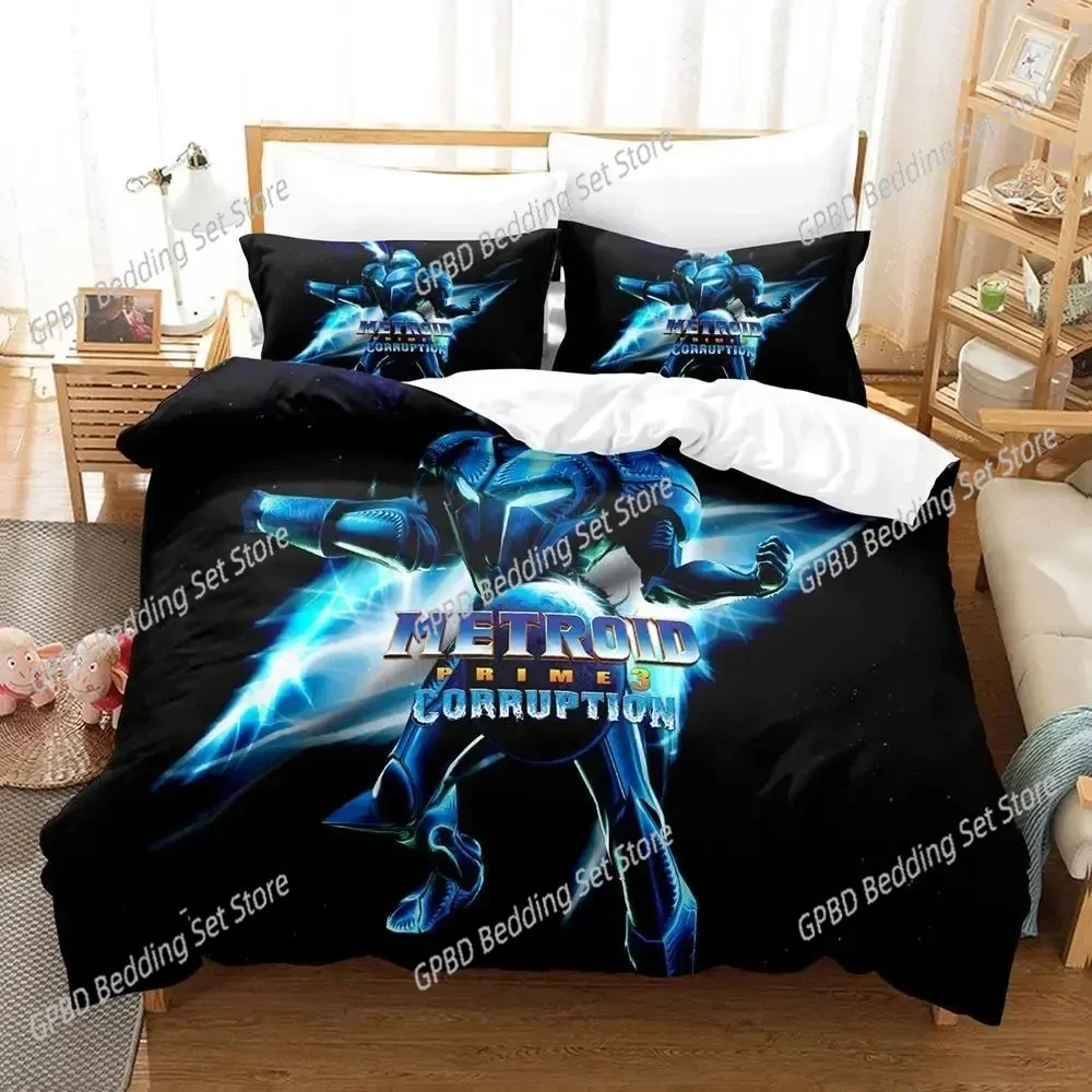 Game Metroid Prime Corruption Comfortable Duvet Quilt Cover Pillowcase Bedding Set Children Bedroom Decoration Home Textile