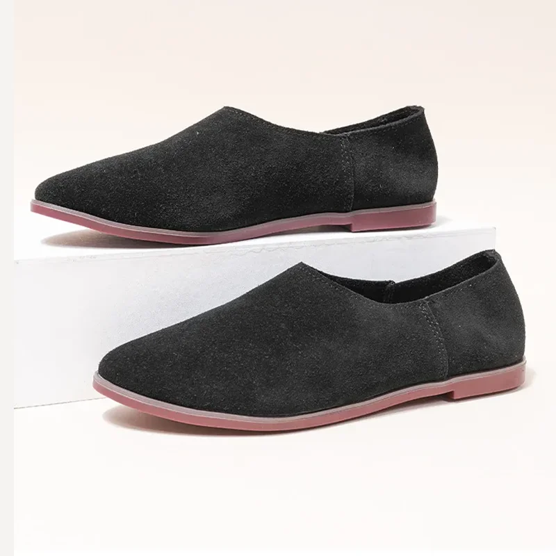 Women's Genuine Leather Pointed Toe Ballet Flats Slip-On Loafers