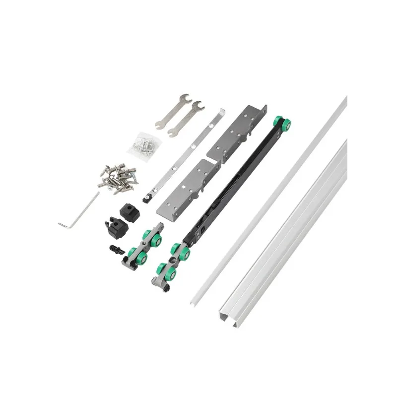 Cloakroom no lower rail sliding door track 18 plate hanging door buffer hanging pulley track hardware accessories