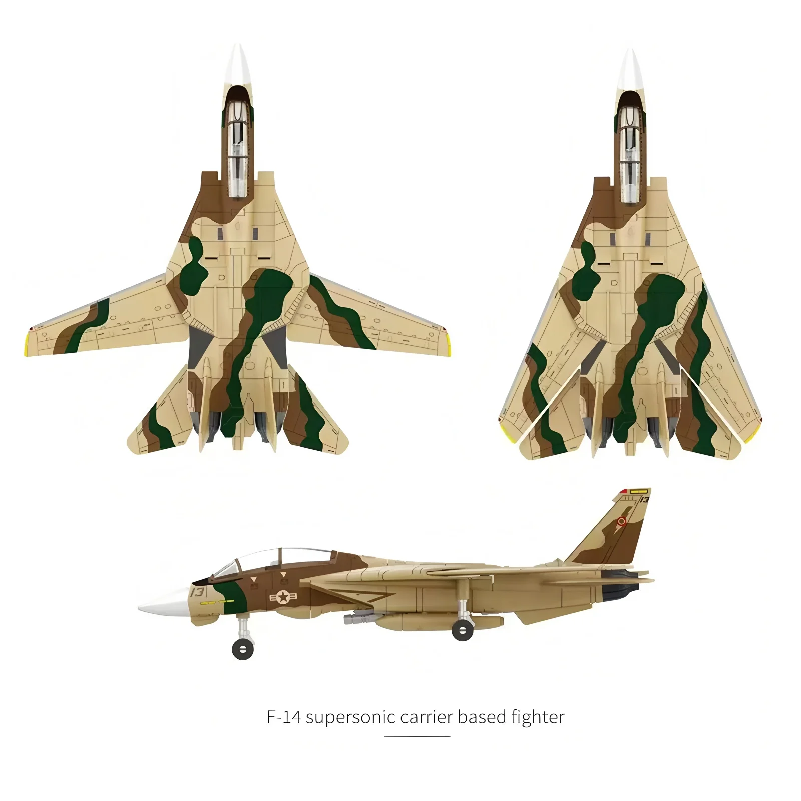 

1/72 современный военный строительный блок, модель игрушки F14 Tomcat, сверхзвуковой истребитель, сборка самолетов, головоломка, коллекция игрушек «сделай сам»